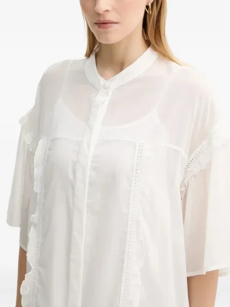 Rochie tip cămașă Isabelle Blanche de costum alb