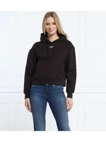 CALVIN KLEIN JEANS Hanorac | Cropped Fit negru