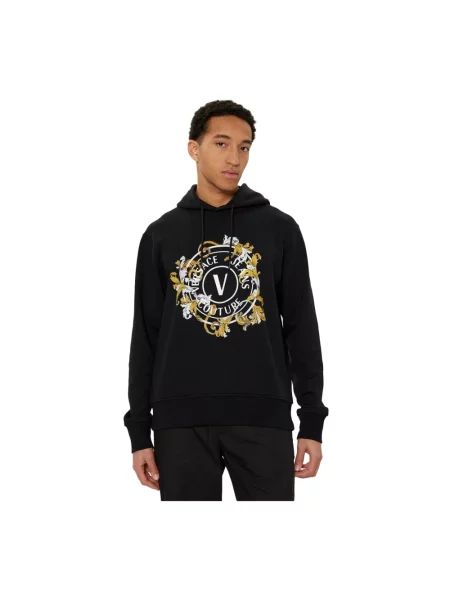Bluza z kapturem Logo Regular Versace Jeans Couture czarna