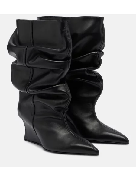 Botine Balmain din piele cu pană negru