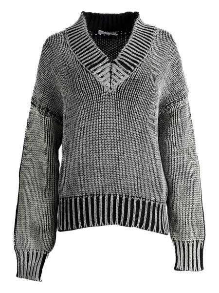 Sweter Vaquera z dekoltem w serek prążkowany czarny