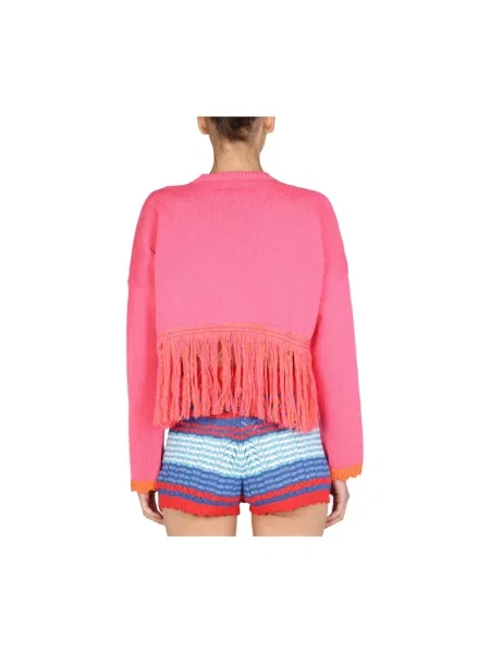 Sweter Gallo z okrągłym dekoltem różowy