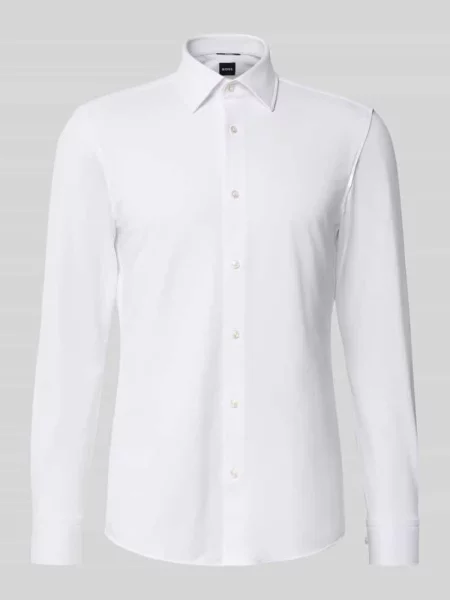 Koszula biznesowa o kroju slim fit z mieszanki bawełny model Boss biała
