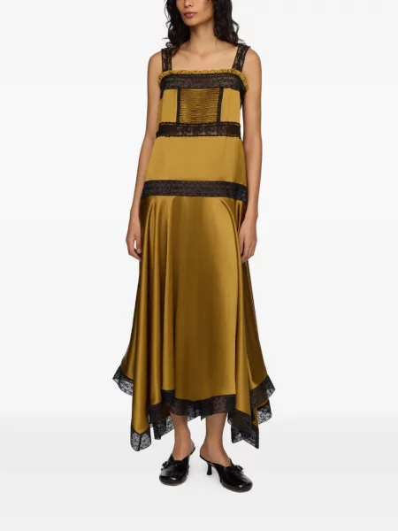 Rochie maxi Ganni din dantelă galben