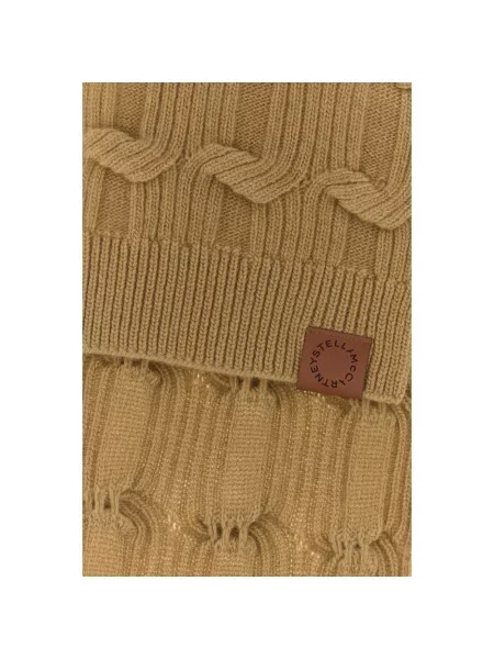 Dzianinowa szal Stella Mccartney brązowa