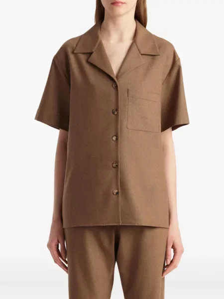 Krótka koszula Khaite z kieszeniami na rękawach brązowa