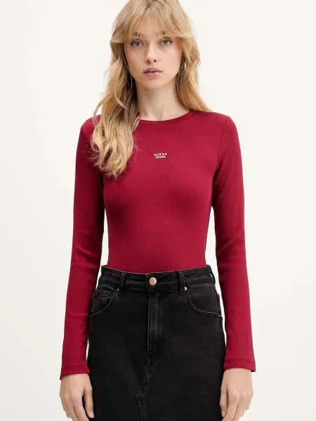 Блуза с дълги ръкави Guess Jeans бордо
