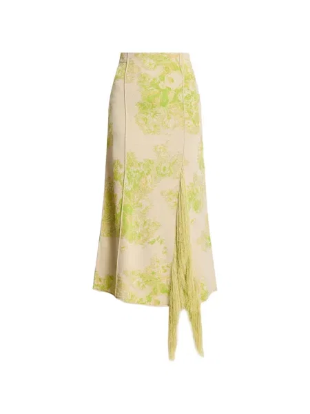 Fustă midi Erdem cu franjuri cu model floral