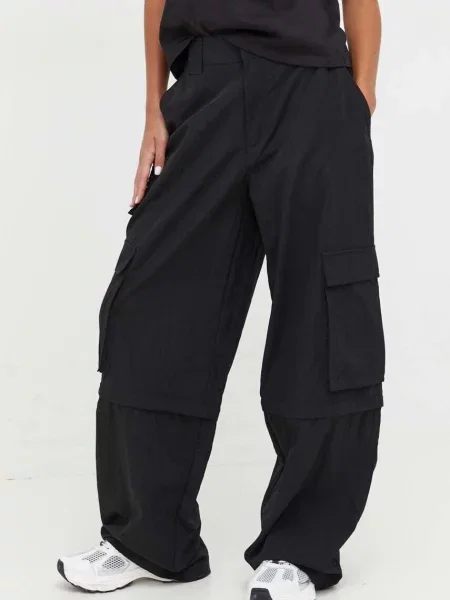 Tommy Jeans pantaloni femei lat high waist negru