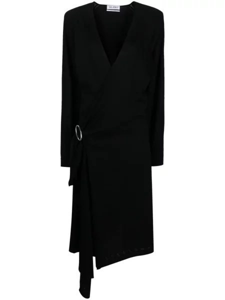 Rochie maxi The Attico cu crăpătură lungă de costum negru