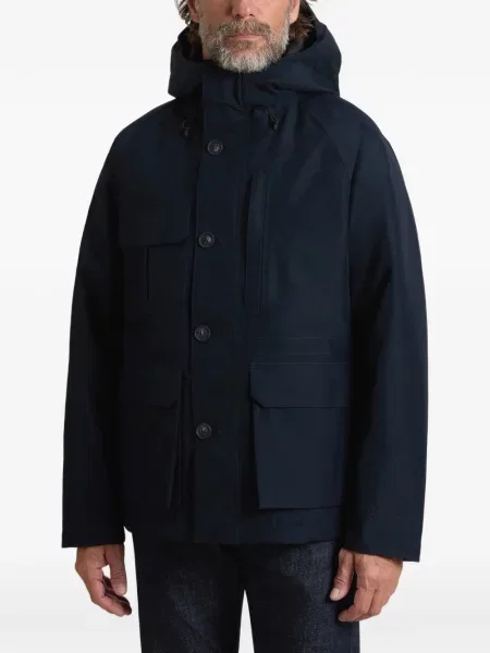Geacă Woolrich cu glugă albastru