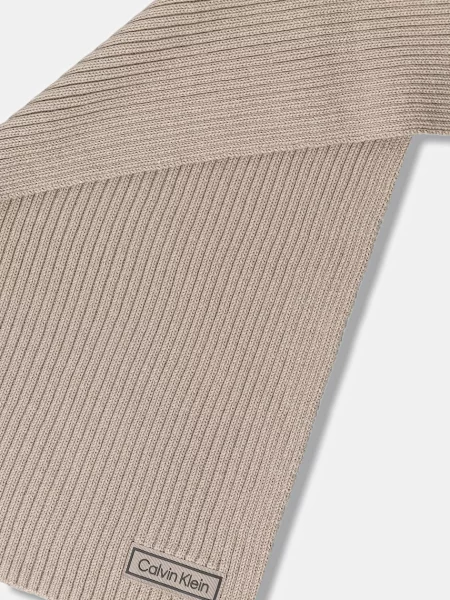 Calvin Klein szalik z domieszką wełny gładki beżowy