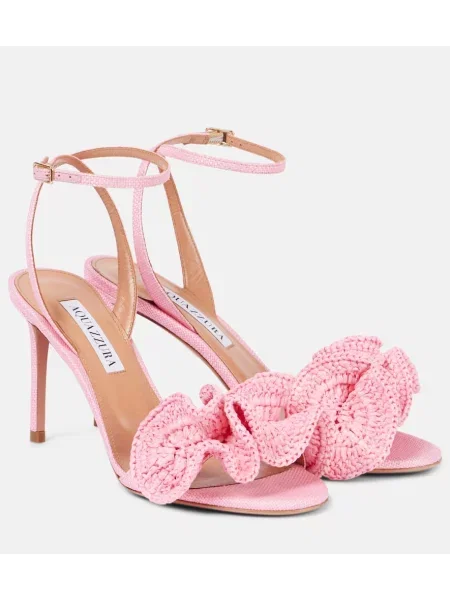 Sandály Aquazzura s volány růžové