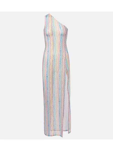 Rochie maxi Missoni transparente cu un umăr gol de costum