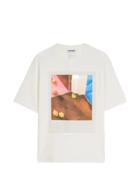 Tricou Jil Sander cu decolteu rotund alb