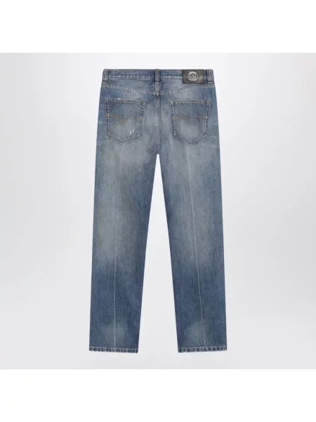 Jeansy straight leg Versace niebieskie