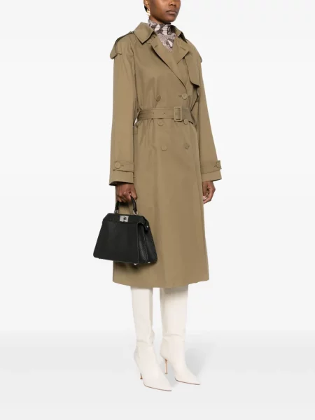 Кожена шопинг чанта Fendi черно