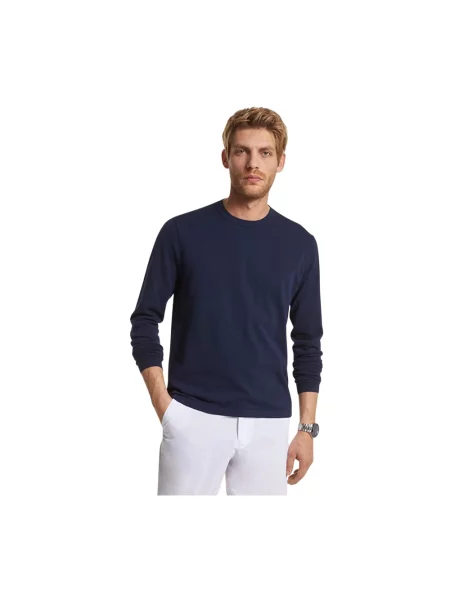 Dzianinowy sweter Michael Kors z okrągłym dekoltem niebieski