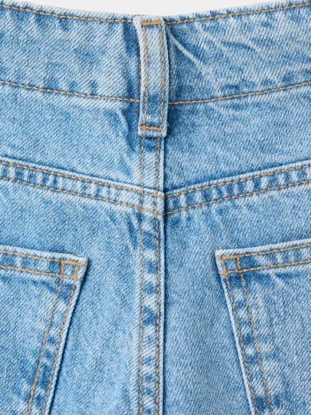 Jeansy wide leg z zapięciem na dwa średni Dzieci 8 MANGO KIDS niebieski