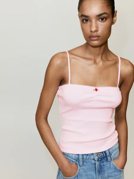 MANGO Top ROSE olivová / ružová / karmínovo červená