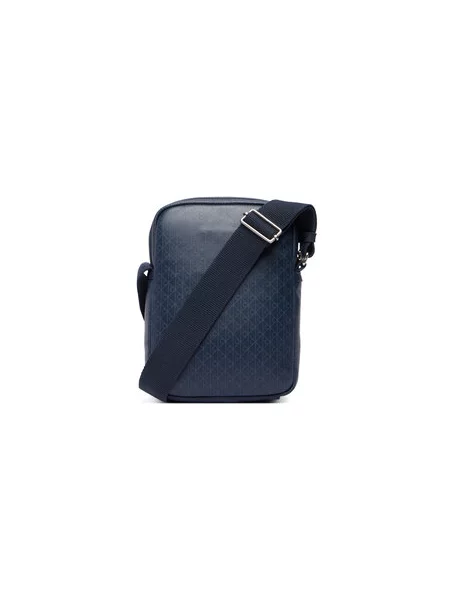 Taška cez rameno Calvin Klein Emblem Aop Coated Slim Reporter Tmavomodrá