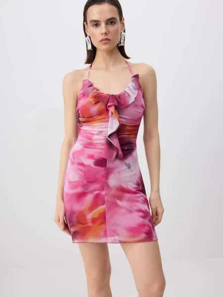 Trendyol Rochie portocaliu / roz / roz alb