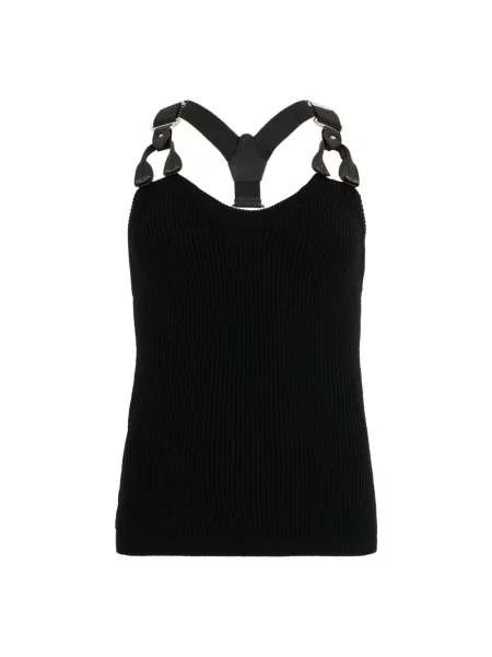 Top Moschino wełniany na ramiączkach czarny
