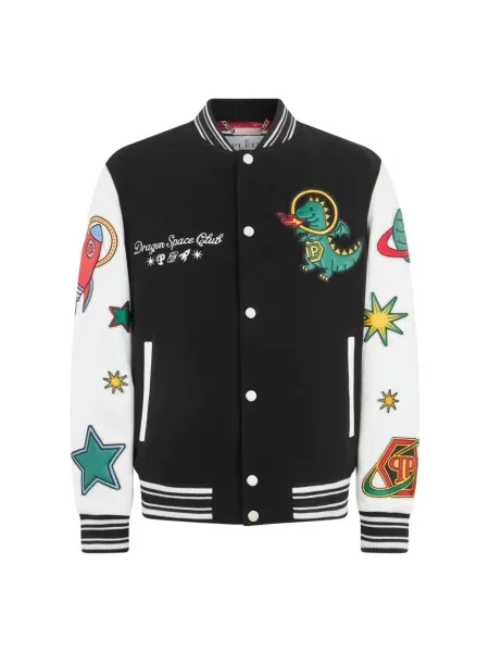 Kurtka bomber Philipp Plein wełniany czarny