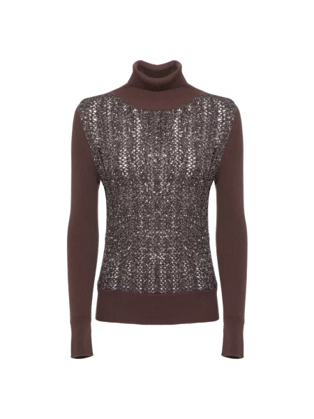 Sweter D.exterior z cekinami wełniany brązowy