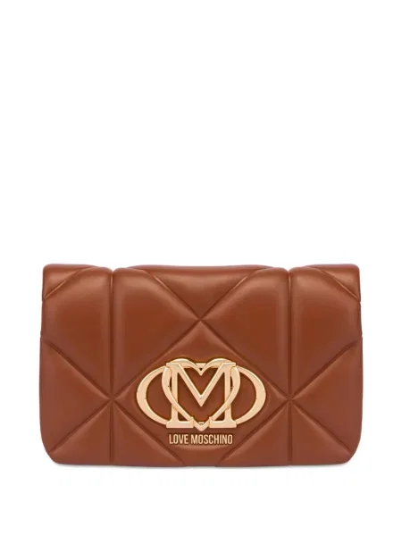 Чанта тип портмоне Love Moschino с автограф кафяво