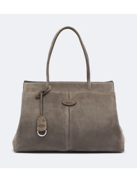 Geantă shopper Tod's din piele de căprioară gri