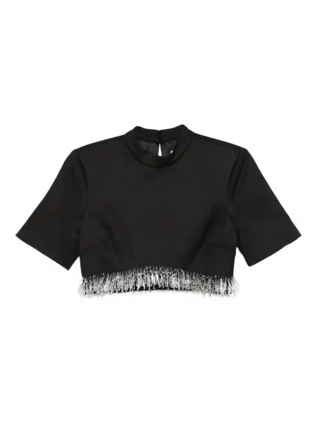 Krótka bluzka Simkhai z frędzli czarna