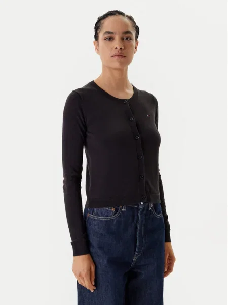 Tommy Jeans Geacă tricotată ESSENTIAL' negru