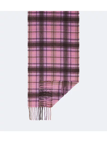 Fular Acne Studios de lână în carouri roz