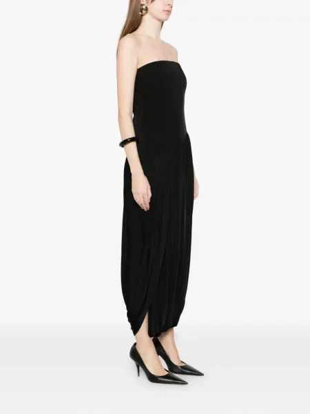 Rochie Ferragamo plisată fără bretele de costum negru