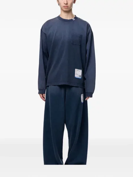 Lung tricou Maison Mihara Yasuhiro zdrențuiți cu mâneci lungi albastru