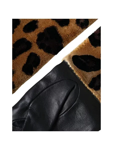 Rękawiczki Dolce And Gabbana skórzane brązowe
