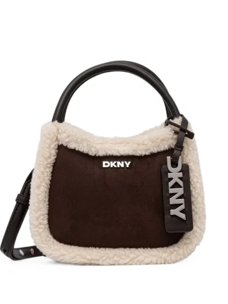 Geantă shopper Dkny din piele de oaie maro
