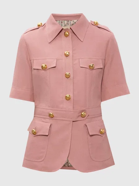 Жакет з кашеміром з короткими рукавами Valentino рожевий