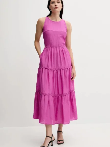 Макси платье Pedro Del Hierro клеш розовое