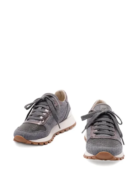 Sneakerși Brunello Cucinelli cu șireturi din dantelă gri