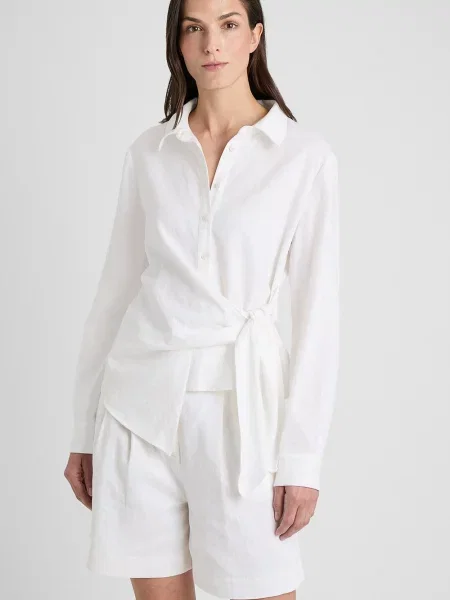 Guido Maria Kretschmer Letnia bluzka z zawartością lnu Kobiety len 34 biały