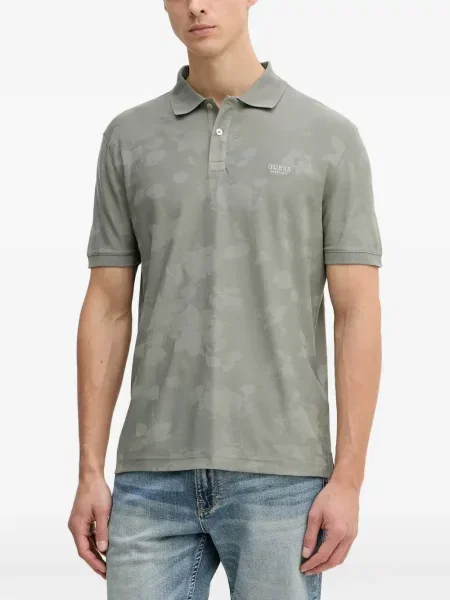 Tricou polo Guess cu model floral cu imagine verde
