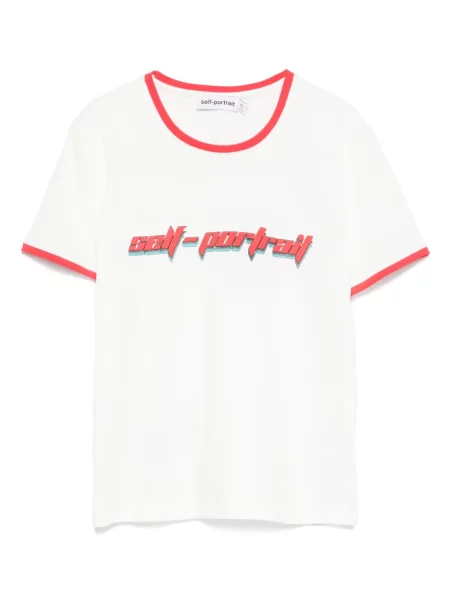 Tricou Self-portrait cu imagine alb