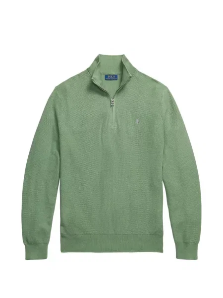 Fleece polo Polo Ralph Lauren με κέντημα με λαιμόκοψη v κόκκινο