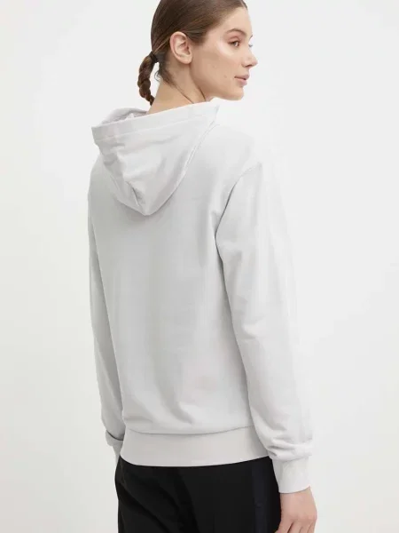 Mikina Emporio Armani s kapucí s aplikací šedá