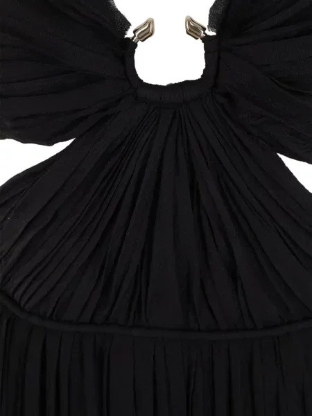 Rochie midi Chloé plisată până la genunchi de costum negru