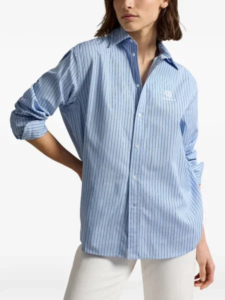 Lanena ošišano polo majica Polo Ralph Lauren s printom siva