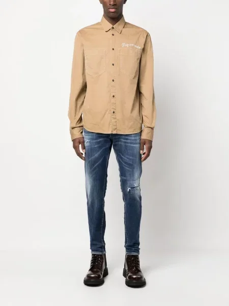 Skinny jeansy skinny Dsquared2 z przetarciami niebieskie