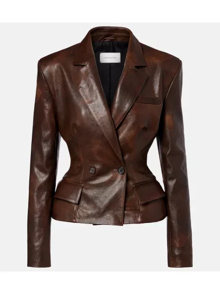 Kurtka skórzana Magda Butrym brązowa